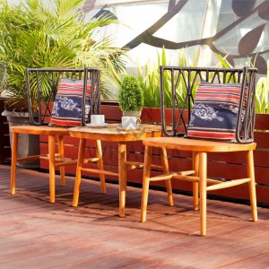 Alvira Rattan Wooden Terrace Set | Alvira Outdoor Rattan Terrace Set
