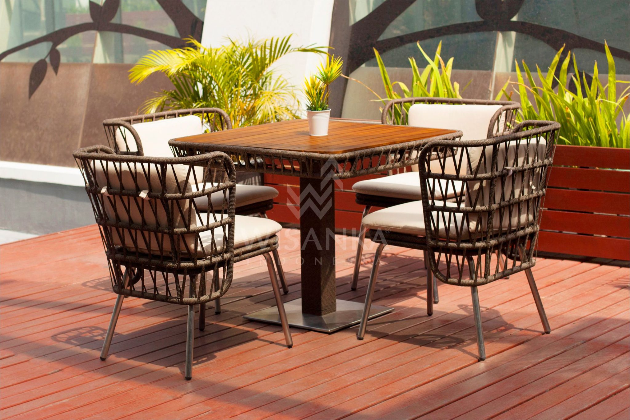 Zamira Outdoor Rattan Dining Set Synthetic Rattan Furniture Indonesia