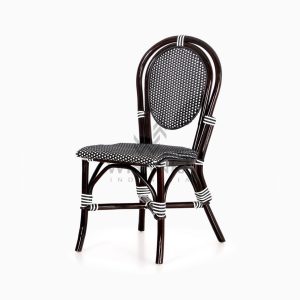 Iry Black Dining Arm Wicker Bistro Chair perspective