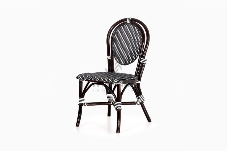 Iry Black Dining Arm Wicker Bistro Chair perspective