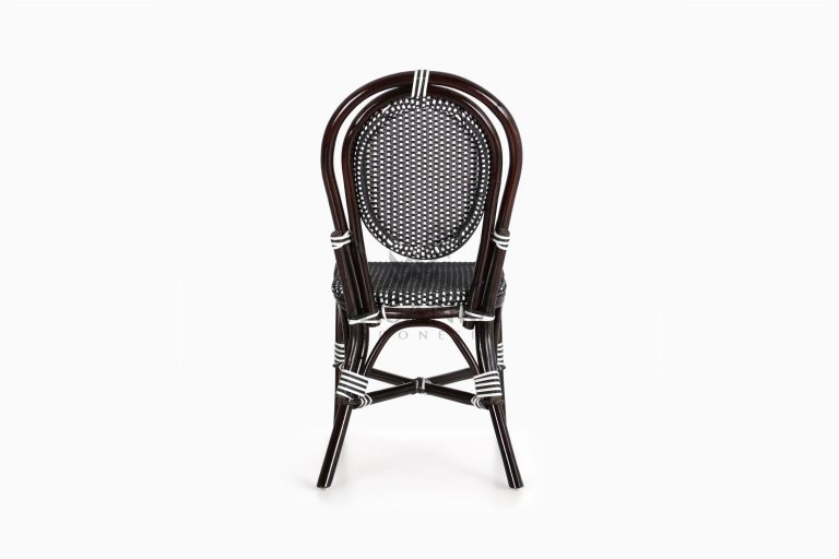 Iry Black Dining Arm Wicker Bistro Chair rear