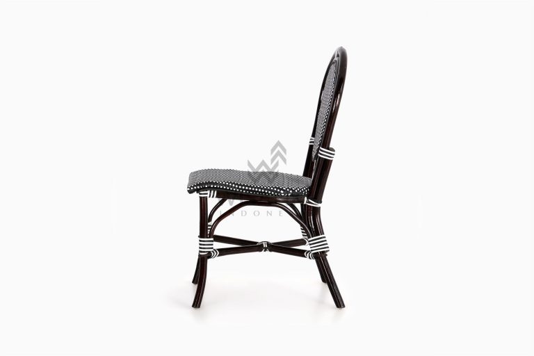 Iry Black Dining Arm Wicker Bistro Chair side