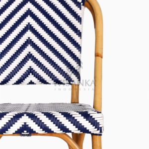 Jova Wicker Rattan Blue White Bistro Chair detail