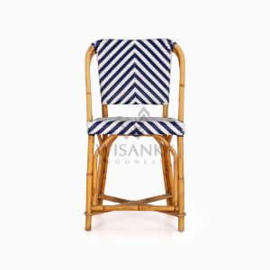 Jova Wicker Rattan Blue White Bistro Chair front