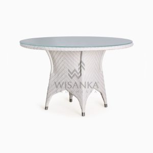 Frey Round outdoor wicker Dining Table perspective