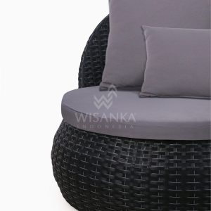 Huvan Occasional Wicker Chair Black with Seat and Pillow Detail