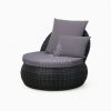 Huvan Occasional Wicker Chair Black with Seat and Pillow perspective