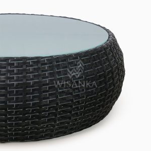 Huvan Rattan Outdoor Wicker Coffee Table Black Detail 1