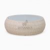 Huvan Rattan Outdoor Wicker Coffee Table White front