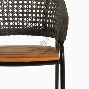 Rio synthetic rope outdoor Arm Chair Black Detail 1