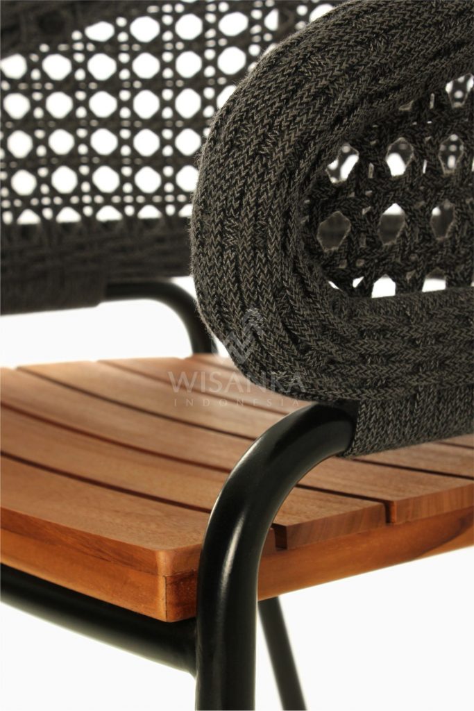 Rio synthetic rope outdoor Arm Chair Black Detail 2