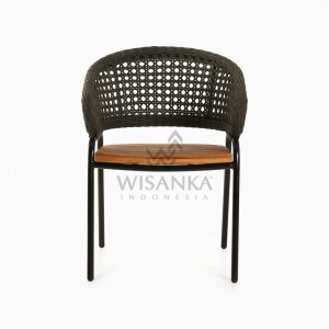Rio synthetic rope outdoor Arm Chair Black front