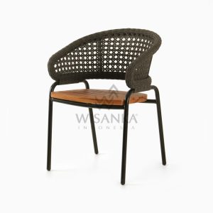 Rio synthetic rope outdoor Arm Chair Black perspective