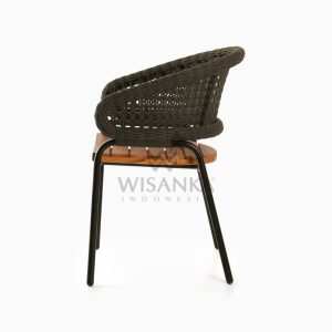 Rio synthetic rope outdoor Arm Chair Black side