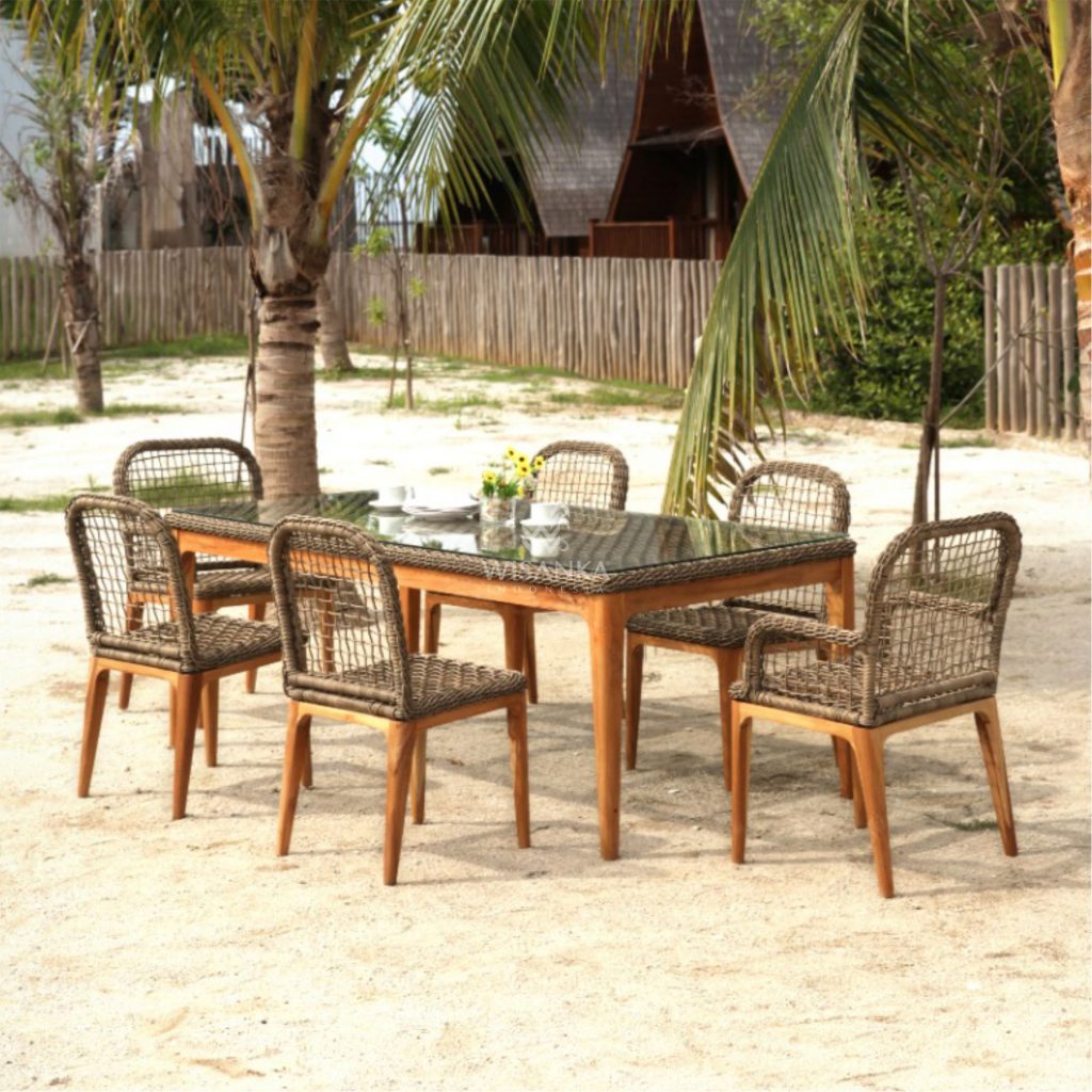 Tropical Dining Set - Outdoor Rattan Patio Furniture