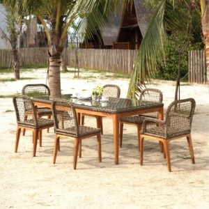 Tropical Dining Set - Outdoor Rattan Patio Furniture