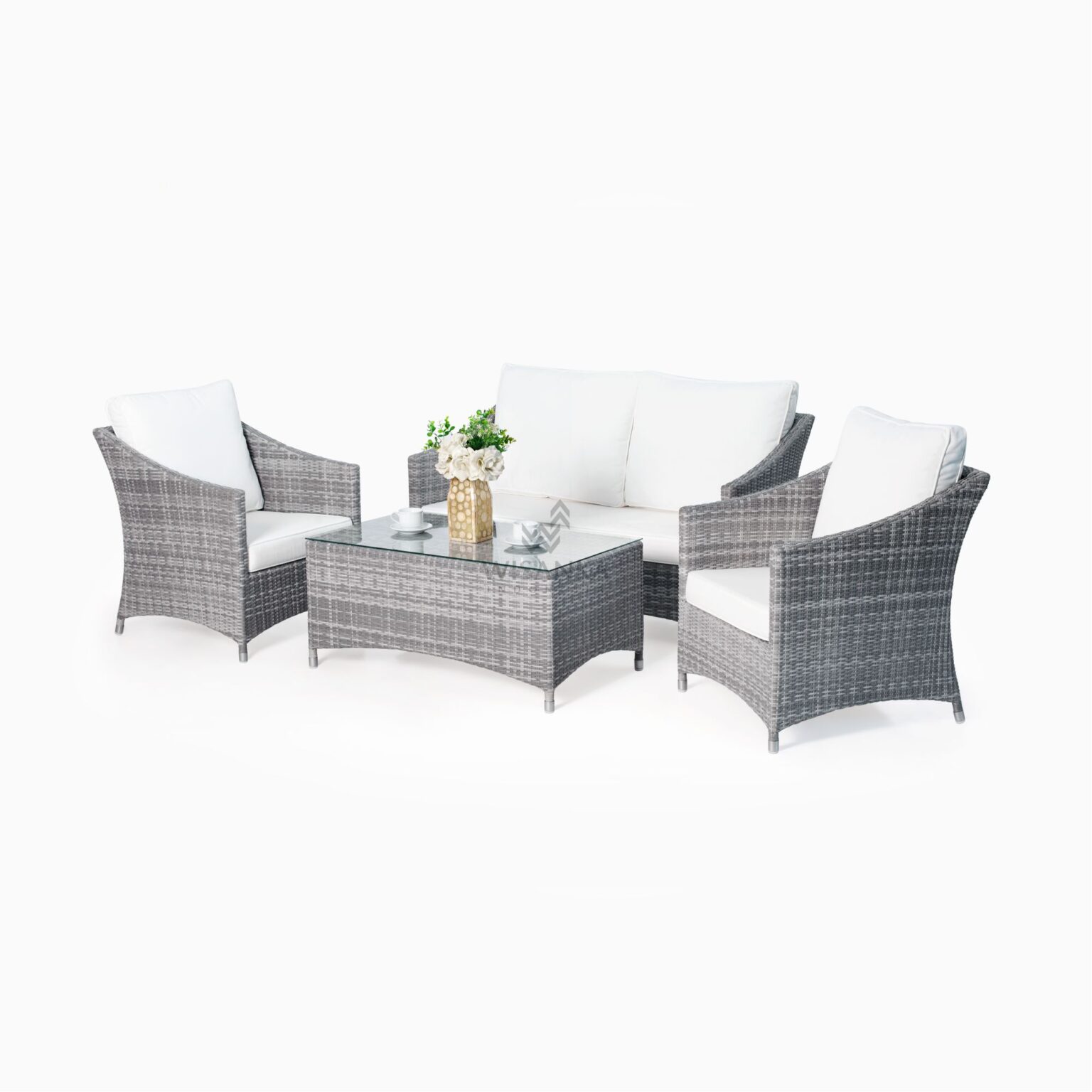 Aqua Living Set - Gray Patio Rattan Furniture Outdoor